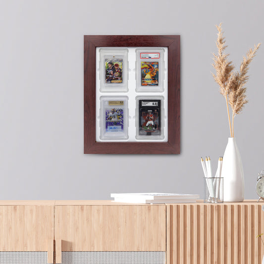 4 Graded Card Display Frame - Cherry on White