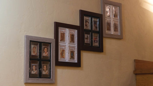 Image displaying a Card Poppers display showcasing a collection of graded trading cards, including Pokémon and memorabilia. Filename: card-poppers-display-collection-showcase-graded-trading-cards-pokemon-memorabilia