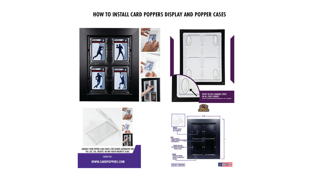 Step-by-step guide on installing the Card Poppers display frame and popper cases.