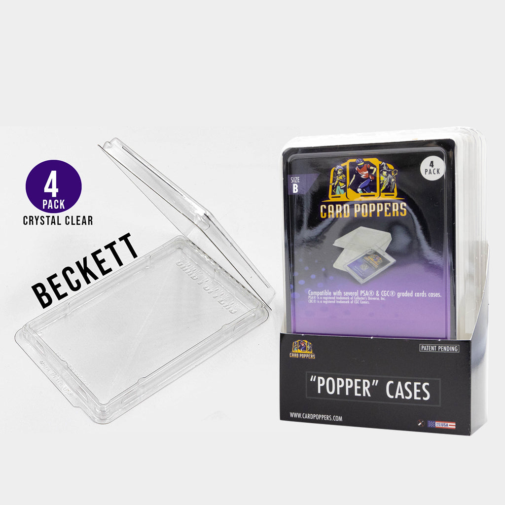 Versatile Popper Cases support Beckett graded slabs, tailored for trading cards, Pokémon cards, and valued memorabilia. Seamlessly integrate with Cardpoppers display for a sleek, stylish showcase of your cherished collection.