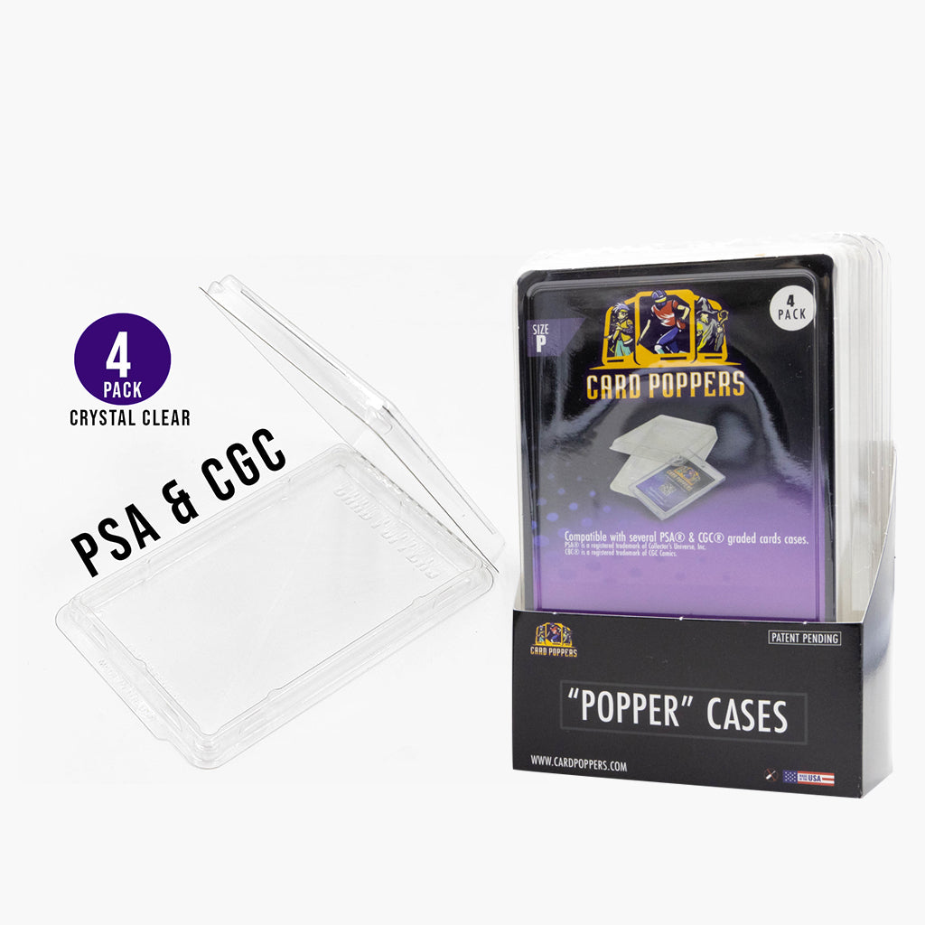 Versatile Popper Cases support PSA and CGC graded slabs, tailored for trading cards, Pokémon cards, and valued memorabilia. Seamlessly integrate with Cardpoppers display for a sleek, stylish showcase of your cherished collection.